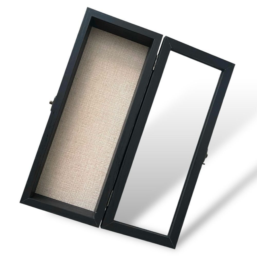 GraduatePro Rustic Black Shadow Box Frame Linen Back Hinged Glass Window - Picture 6 of 16